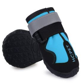 Pet Dog Night Reflective Kick-resistant Mountaineering Waterproof Shoes (Option: Blue H Label-4)
