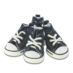 Pet Shoes Denim Canvas Breathable And Comfortable (Option: Denim Shoes Blue-No 4)