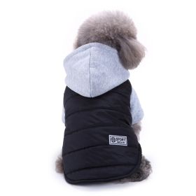 Dog Winter Clothing Coat Reflective Cotton (Option: DZ176 Black-S)