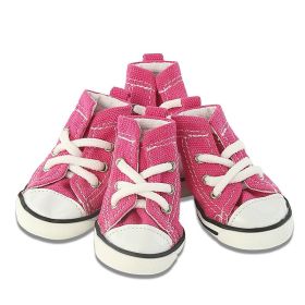 Pet Shoes Denim Canvas Breathable And Comfortable (Option: Denim Shoes Pink-No 5)