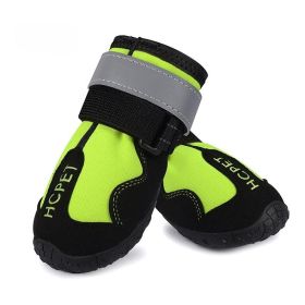 Pet Dog Night Reflective Kick-resistant Mountaineering Waterproof Shoes (Option: Green H Label-4)