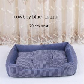 Kennel Pet Supplies Large Dog Bed (Option: Denim Blue Stripes-70cm)