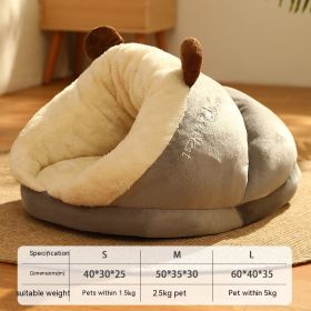 Warm Velvet Padded Thickened Small Dog Nest (Option: Gray Brown Bear-L)