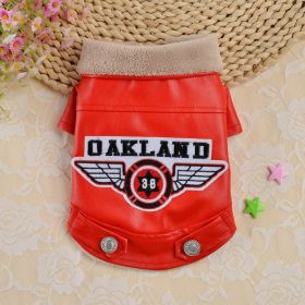 Embroidered Leather Waterproof Pet Clothing (Option: Red-XXL)