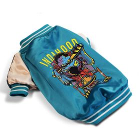 Dog Clothes Glossy Jacket Two Feet Cotton-padded (Option: Blue-L)