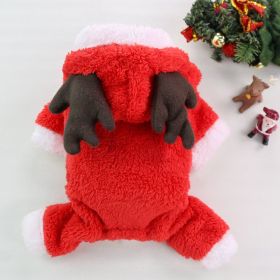 Autumn And Winter Christmas Four Legs Thick Fleece Warm Dog Coat (Option: Red Elk-L Back Length 35cm)